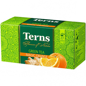 Чай зеленый TERNS Magic Orange со вкусом апельсина и имбиря, 25 пак