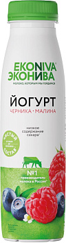 Йогурт питьевой ЭКОНИВА Черника, малина 2,5%, без змж, 300 г
