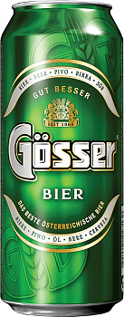 Пиво светлое GOSSER пастеризованное 4,7%, 0.43 л