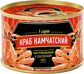 Краб Камчатский в с соку 1 сорт А-ГРЕЙД жб 240г Путина