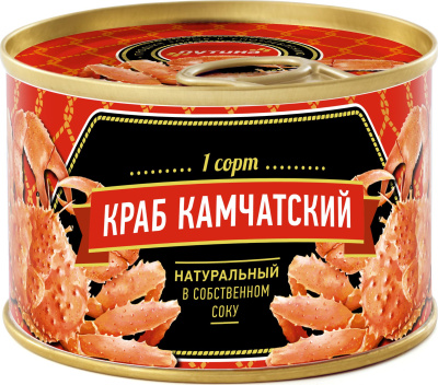 Краб Камчатский в с соку 1 сорт А-ГРЕЙД жб 240г Путина
