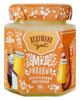 Мед ДЕДУШКИН УЛЕЙ липовый, 500 г стекло