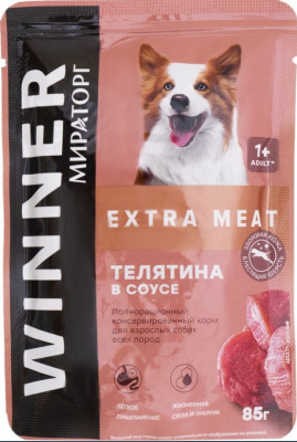 41616 Влажный корм МИРАТОРГ для взрослых взрослых собак телятина в соусе, 85 г