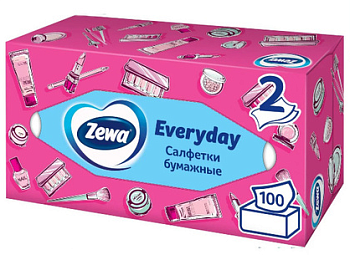 24990 Салфетки бумажные ZEWA Everyday 2-слойные, 100 шт, уп