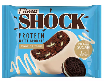 43103 Пирожное FITNESSHOCK Брауни в белой глазури с ОРЕО печенье 50 г