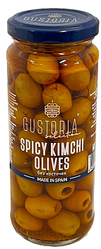Оливки без косточки GUSTORIA острые кимчи, Испания, 358 мл