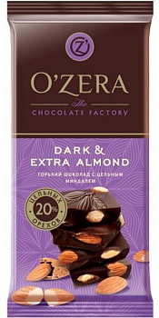 Шоколад горький OZera  Dark & Extra Almond O"Zera с миндалем 90г, шт