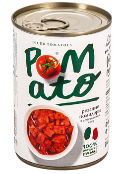 10067 Томаты в собственном соку POMATO резанные, 400 г