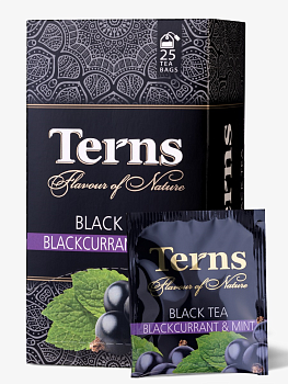 41817 Чай черный TERNS Blackсurrant&Mint с ароматом черной смородины и мяты, 25 пак