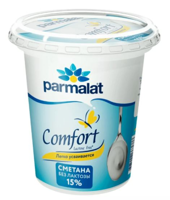 40811 сметана пармалат комфорт безлактозная 15% без змж 300г