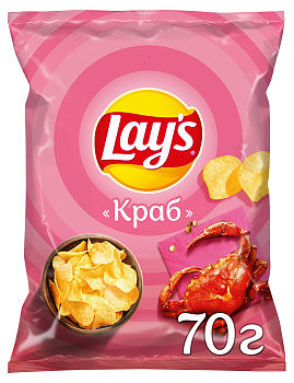 40 070 Чипсы картофельные LAY'S со вкусом краба, 70г