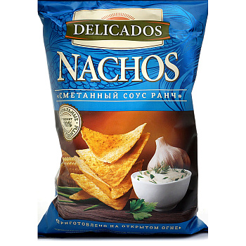 9177 Чипсы кукурузные DELICADOS Nachos Сметанный соус Ранч, 150 г