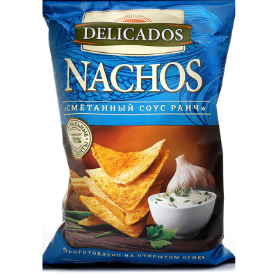 9177 Чипсы кукурузные DELICADOS Nachos Сметанный соус Ранч, 150 г