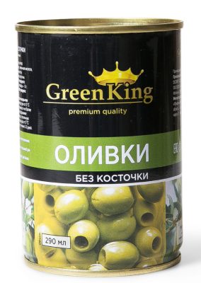 38852 Оливки без косточки GREEN KING зеленые, 290 мл