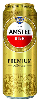 Пиво светлое AMSTEL Premium Pilsener пастеризованное 4,8% ж/б, 0.43 л