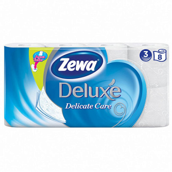 Бумага туалетная ZEWA Deluxe без аромата 3-сл 8 рулонов