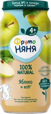 39669 Пюре фруктовое ФРУТОНЯНЯ Яблоко, с 4 месяцев, 250г