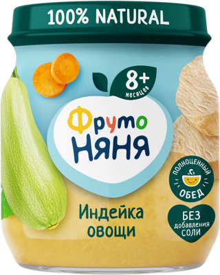 4799 Пюре мясо-растительное ФРУТОНЯНЯ Индейка с овощами, с 8 месяцев, 100г