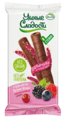 2850 Батончики амарантовые УМНЫЕ СЛАДОСТИ с лесными ягодами, глазированные 20 г