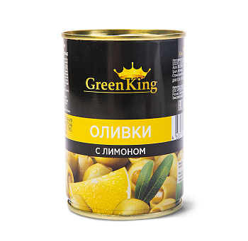 Оливки GREEN KING фаршированные лимоном, 290 мл
