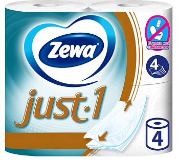 14255 Бумага туалетная ZEWA Just1 4-слоя, 4 шт