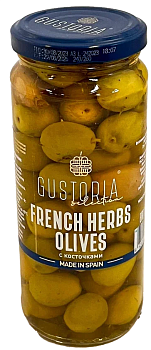 Оливки с косточкой GUSTORIA с прованскими травами, Испания, 358 мл