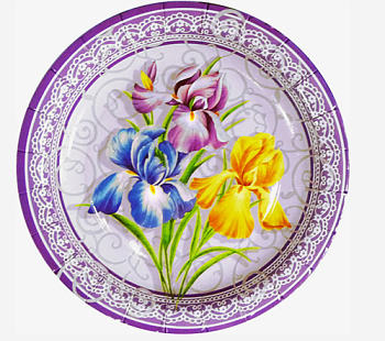 Тарелки одноразовые ANTELLA бумажные Цветы, 230 мм, 8 шт 