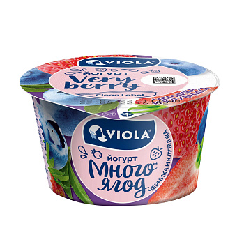 Йогурт VIOLA Very Berry с черникой и клубникой 2,6%, без змж, 180 г