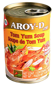 Суп AROY-D Том Ям с кокосовым молоком ж/б, 400 мл 