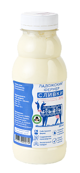36597 Сливки питьевые пастеризованные ЛАДОЖСКИЙ ФЕРМЕР 30%, без змж, 300 мл
