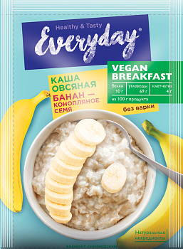 Каша овсяная EVERYDAY Vegan Breakfast Банан-конопляное семя, 35 г