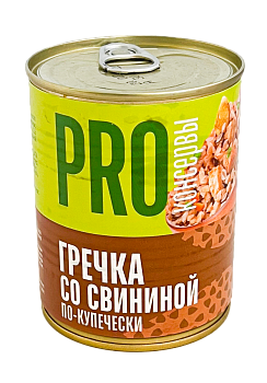 Консервы мясорастительные PRO Гречка со свининой ж/б, 360 г 