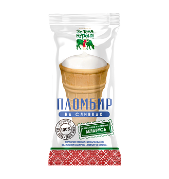 40628 Мороженое Зелёна-Бурёна 70г Пломбир на сливках с ароматом ванили в вафст