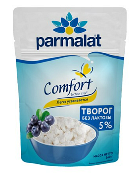 6795 Творог PARMALAT Comfort рассыпчатый, без лактозный 5%, без змж, 260 г