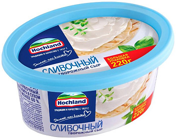 Сыр творожный HOCHLAND сливочный 60%, без змж, 220 г