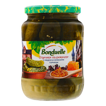 Огурцы BONDUELLE gо-дижонски с медом и семенами горчицы, 720 мл 