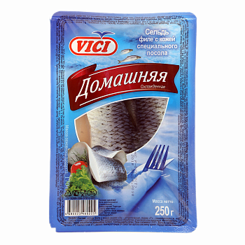 41419 Сельдь VICI Домашняя, филе с кожей в рассоле с пряностями, 250г