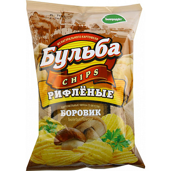 Чипсы картофельные БУЛЬБА Chips Рифленые со вкусом боровика, 75 г 