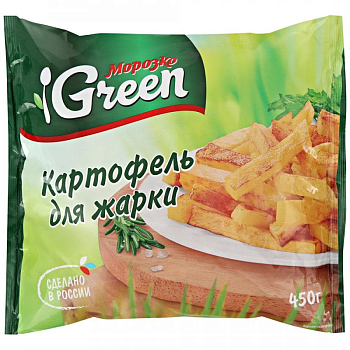 Картофель для жарки МОРОЗКО GREEN замороженный, 450 г