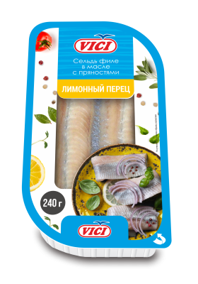 37369 Сельдь филе  в масле с пряностями Лимонный перец VICI 240г