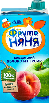 4690 Сок ФРУТОНЯНЯ Яблоко, персик без сахара, с 6 месяцев, 500 мл