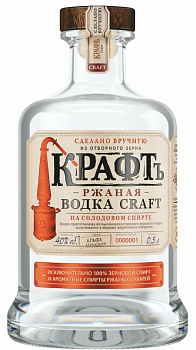 38835 Водка КРАФТЪ Ржаная 40%, 0.5 л
