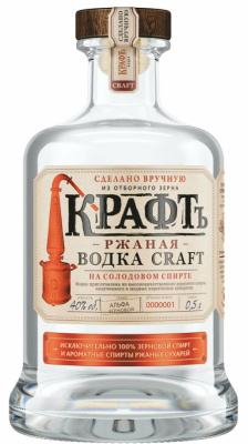 38835 Водка КРАФТЪ Ржаная 40%, 0.5 л
