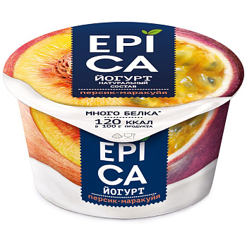 Йогурт EPICA с персиком и маракуйей 4,8%, без змж, 130 г