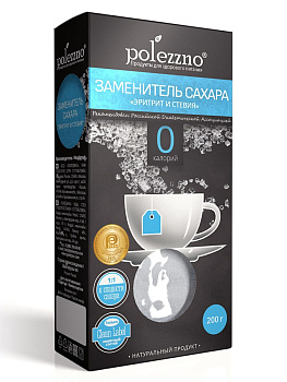 27054 Заменитель сахара POLEZZNO Эритрит и стевия, 200 г