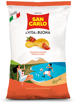 5331 Чипсы картофельные SAN CARLO Più Gusto со вкусом томата, 150 г