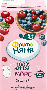 4726 Морс ФРУТОНЯНЯ Клюква, черника и вишня, с 5 месяцев, 200мл