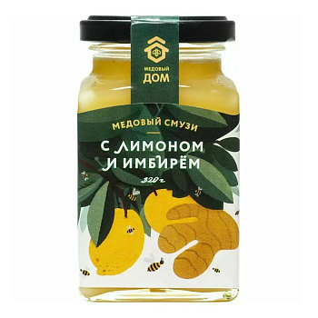 Медовый смузи МЕДОВЫЙ ДОМ с лимоном и имбирём, ст/б, 320 г