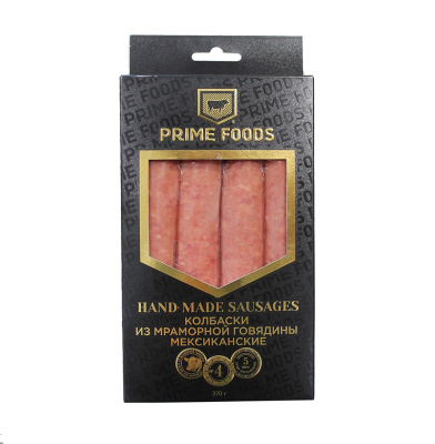 40271 Колбаски PRIME FOODS Мексиканские из мраморной говядины для жарки, 370 г