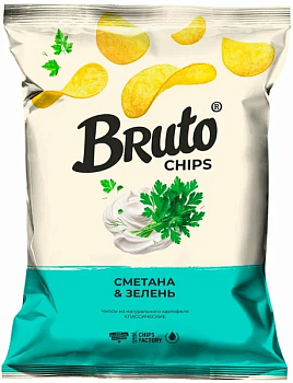 43551 Чипсы картофельные BRUTO со вкусом сметаны и зелени, 120 гр